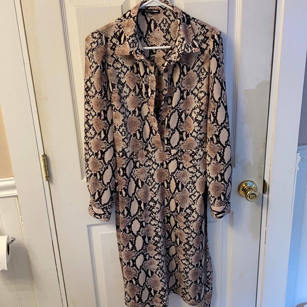 Belted snakeskin dress